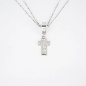 Steel rhinestone cross necklace - Zag bijoux