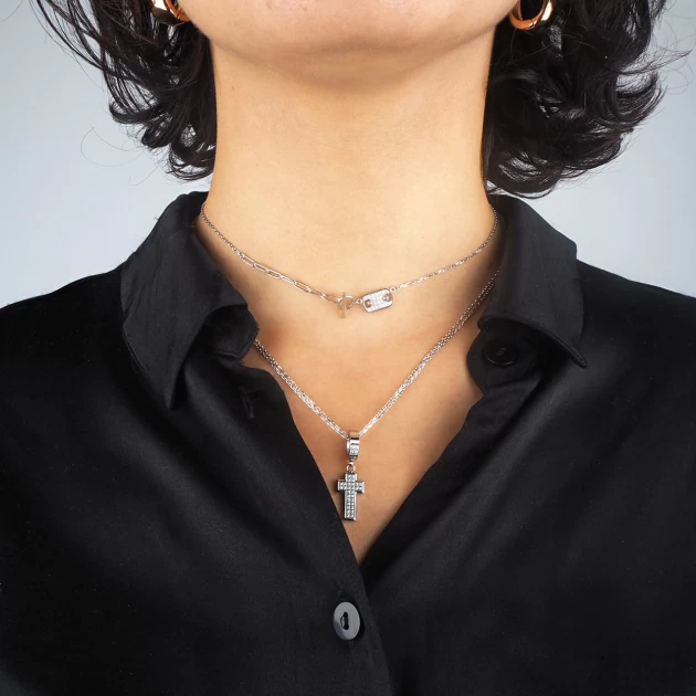Collier Croix strass en acier - Zag bijoux