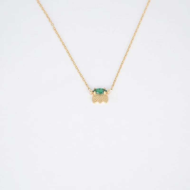 Green Petal necklace in gold steel - Zag bijoux