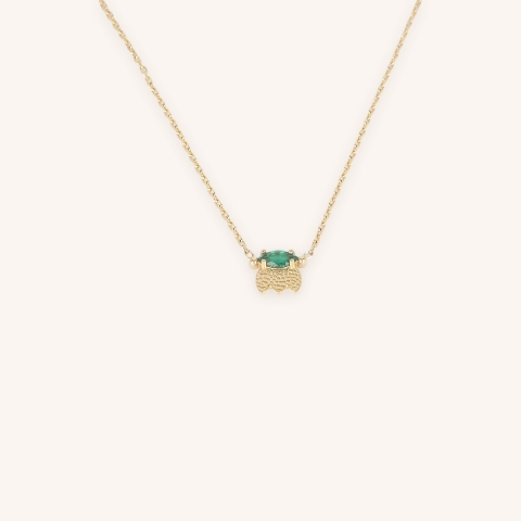 Collier Petal vert en acier doré - Zag bijoux
