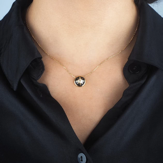 Collier Black star en acier doré - Zag bijoux