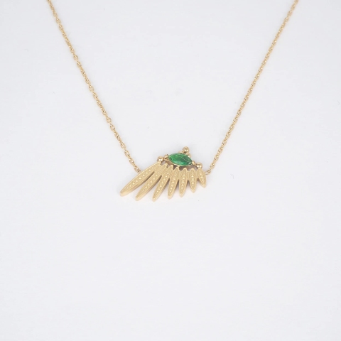 Collier Wing vert en acier doré - Zag bijoux