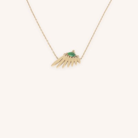 Green Wing necklace in gold-plated steel - Zag bijoux