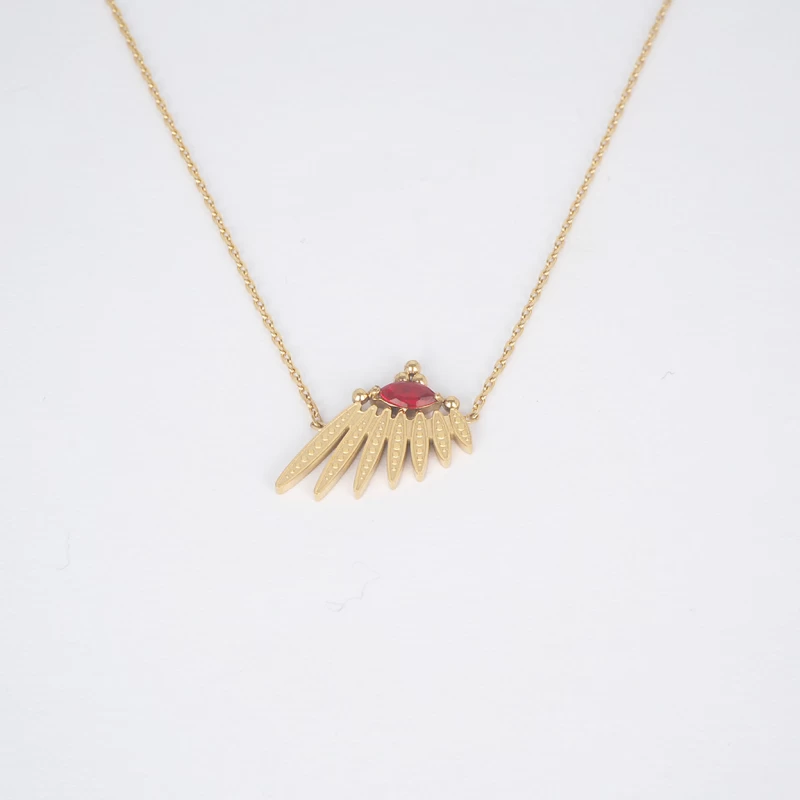 Red Wing necklace in gold-plated steel - Zag bijoux