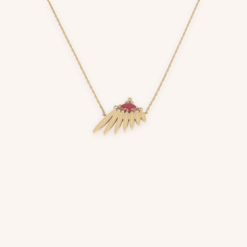 Collier Wing rouge en acier doré - Zag bijoux