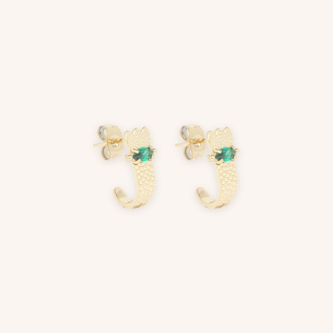 Boucles d'oreilles clous Petal vertes acier doré - Zag bijoux