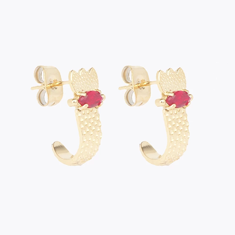 Red Petal stud earrings in gold steel - Zag bijoux