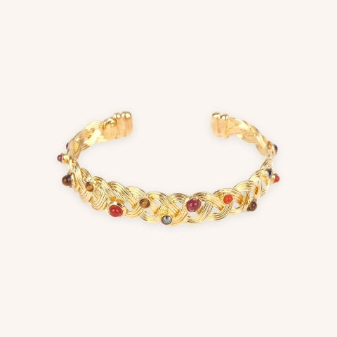 Bracelet jonc Césaria cabochons or - Gas bijoux