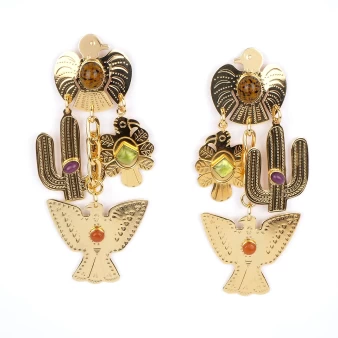 Boucles d'oreilles Santafe Eagle dorées - Gas bijoux