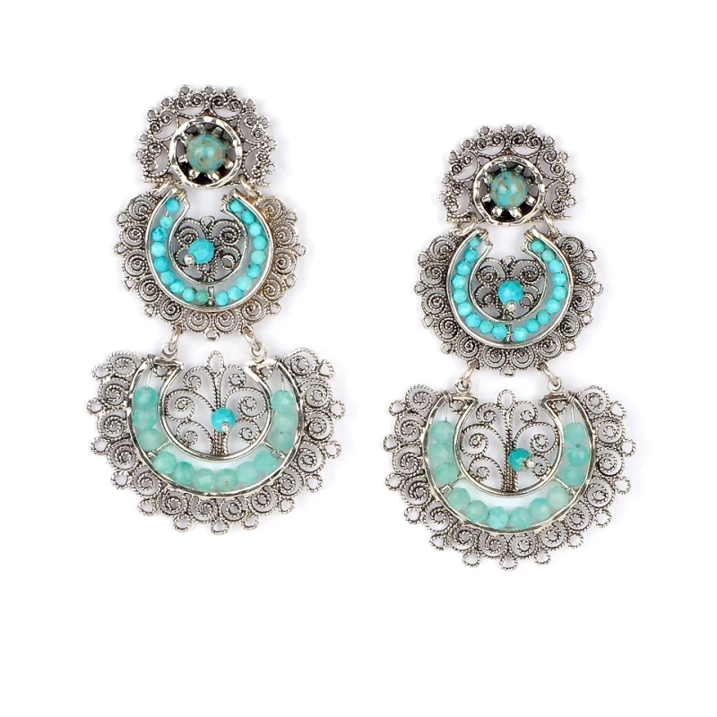 Yuca 2 row silver earrings - Gas bijoux