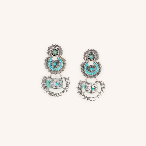 Boucles d'oreilles Yuca 2 rangs argentées - Gas bijoux